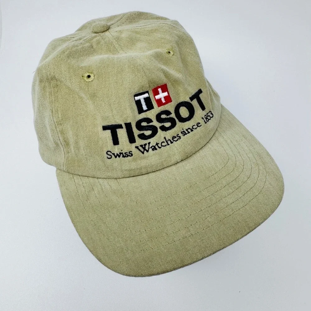 Tissot Swiss Watches Since 1853 Embroidered Khaki Tan Cotton Strapback Dad Hat